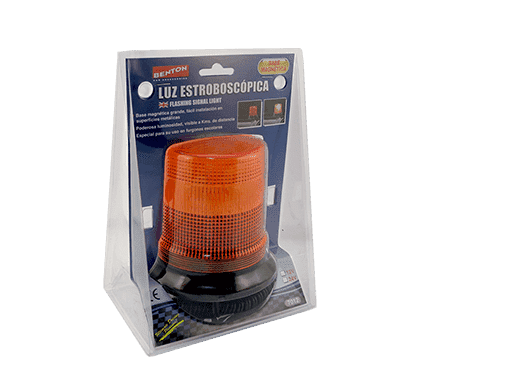 BALIZA ESTROBOSCOPICA CON TUBO DE GAS XENON CON BASE IMANTADA Y PERNOS 24V 5W - MEDIDAS MICA 85mm x Ø 90mm - NARANJA