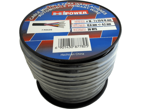 CABLE ELECTRICO 7Cx16AWG 16/0.16 NEGRO / ROJO / VERDE / BLANCO / AMARILLO / NARANJO / AZUL- RECUBRIMIENTO DE GOMA